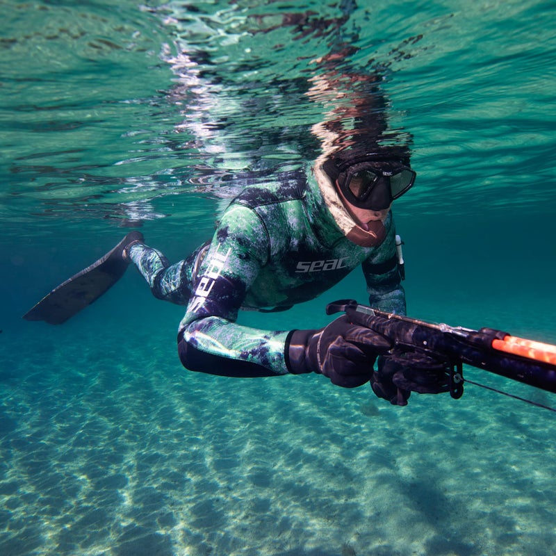 SEAC Ghost، بنطال عالي الخصر بسمك 5 مم من النيوبرين الفائق المرونة للغوص الحر وصيد السمك، لون تمويه أخضر، كبير (0010352250080A) - Image 2